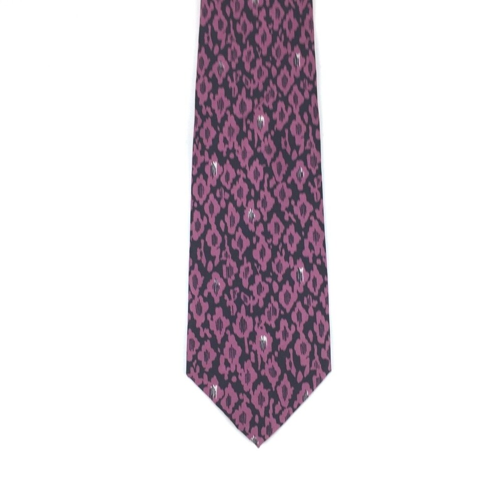 Men's Serica Pink & Black Tie 100% Pure Italian Silk Wide Short Dress Necktie - Picture 2 of 10